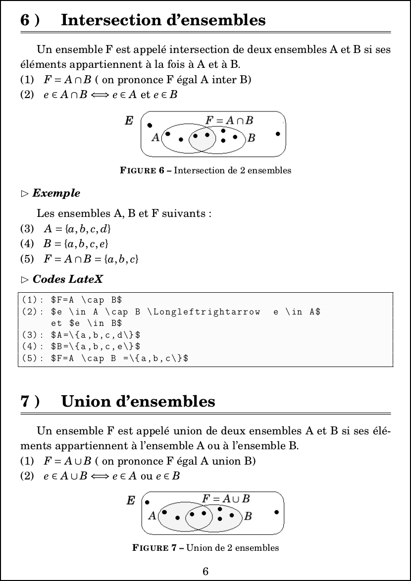 LateX : Mathématiques - Algèbre - Intersection d'ensembles