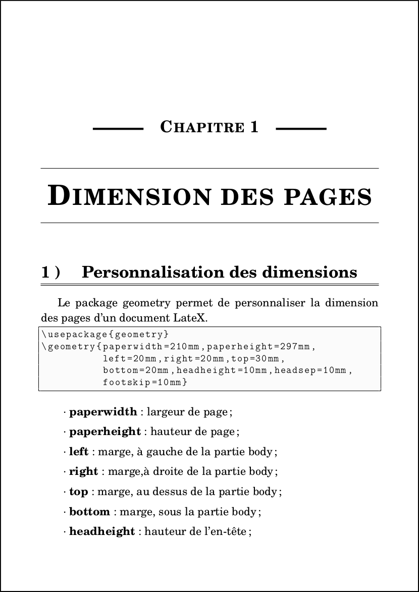 LateX : Personnalisation des dimensions