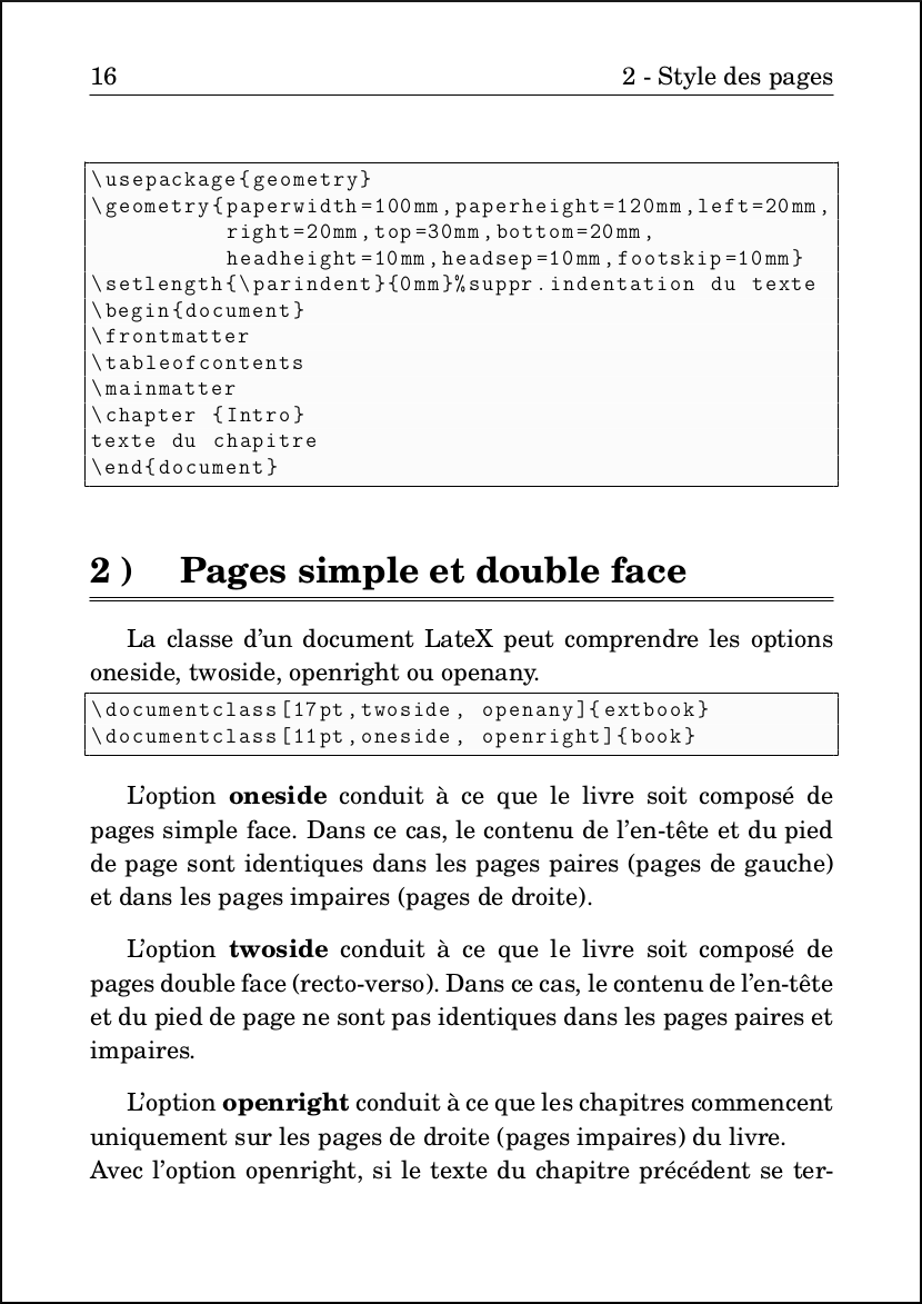 LateX : Pages simple et double face 