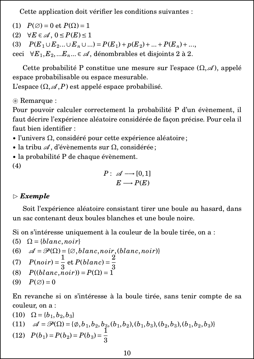 LateX : Mathématiques - Probabilités - Espace probabilisé - exemple et code