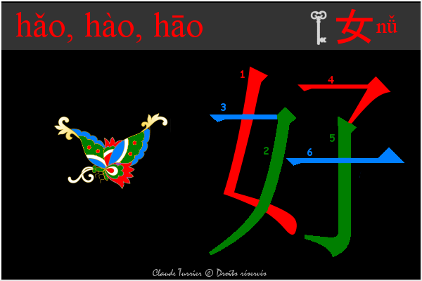 idogramme chinois, pinyin 597d hao   