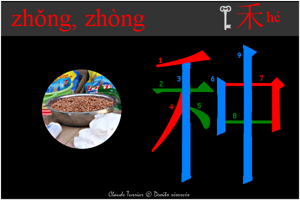 idogramme chinois, pinyin 79cd zhong  