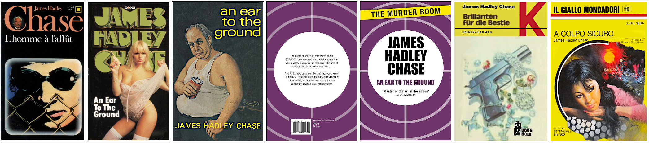 James Hadley Chase - L'Homme à l'affût - Éditions Carré noir, Corgi, Robert Hale, Orion, Ullstein Bücher et Mondadori