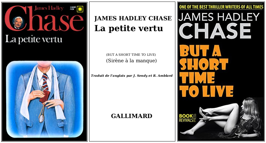 James Hadley Chase - La Petite Vertu (1951) - Éditions Carré Noir et Book Revivals