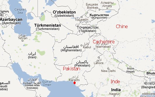 Cachemire : Source Google Maps