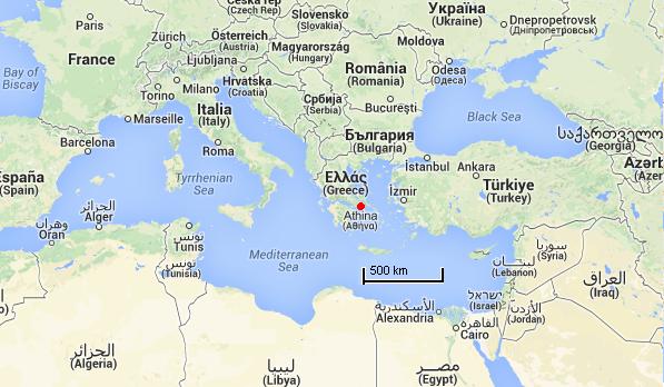 Athènes : Source Google Maps 