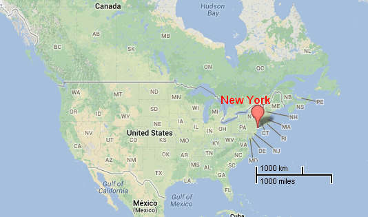 New York : Source Google Maps 