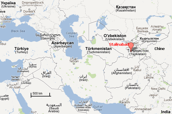 Tadjikistan - Stalinabad : Source Google Maps 