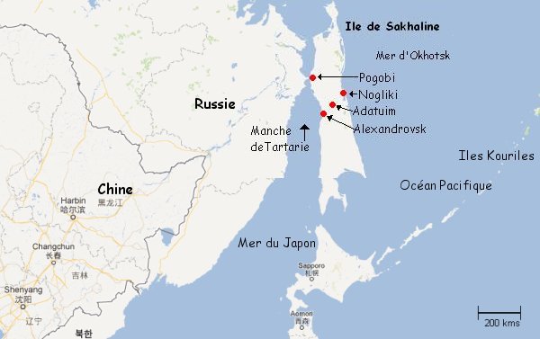 Ile de Sakhaline : source Google Maps