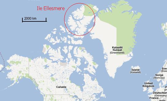 Groenland et Ile Ellesmere : Source Google Maps 