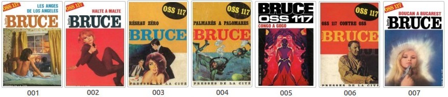 Josette Bruce - Couvertures des romans OSS 117 n°001 à 007